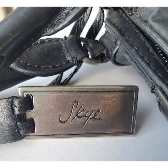 Joy Gryson SKYE Italy Handbag Tote Convertible Black Leather Nylon - Picture 4 of 15